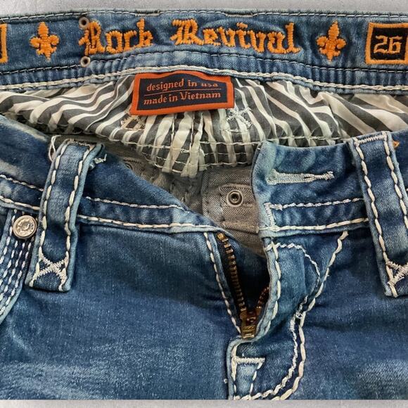 Rock Revival Daly Alt Women’s 26 Straight Leg Distressed Bling Denim Jeans - Picture 9 of 14